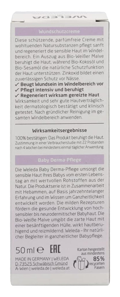 Weleda Baby White Mallow Diaper Care Cream, 1.7 Fluid Ounce, Fragrance Free Plant Rich Protection with White Mallow, Pansy, Sesame and Coconut Oils