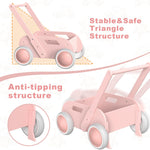 Wooden Baby Walker, Push and Pull Learning Walk Toys for Infants to Toddler, Walker with Wheels for Boys Girls, Gift for Birthday Christmas, Pink