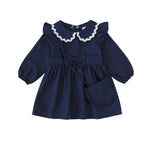 Kucnuzki Baby Girl Clothes 18-24 Months Long Sleeve Princess Dresses Blue Ruffle Fairy Cute Dress Toddler Girls Casual Dress Fall Winter Outfit Clothes for Kid