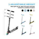 RideVOLO K05 Kick Scooter for 4-9 Years Old Kids, 3 Adjustable Heights, Ultra Lightweight and Easy Assembly, 5" Flash Wheels, Max Load 110lbs, Outdoor Activities, Gift for Boy/Girl Pink