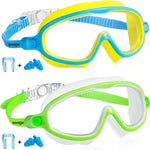 Seago Swim Goggles 2 Pack Anti-Fog Anti-UV Wide View Swimming Goggles for Kids 3-14