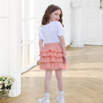 Neutocd Toddler Girls Skirt 4-Layer Ruffle Skort for School Summer Built in Shorts Cotton Skirts for Girls 18M-6Y