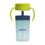 Dr. Brown's Milestones Straw to 360 Convertible Toddler Training Cup Set, 10 oz/300 mL, Interchangeable Silicone Straw and 360 Lids, Blue Green, BPA-Free, 9m+, 1-Pack