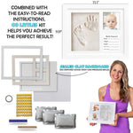 Co Little Baby Handprint & Footprint Kit (Date & Name Stamp) Clay Hand Print Picture Frame for Newborn - Best New Mom Gift - Foot Impression Photo Keepsake for Girl & Boy - White Feet Imprint Mold