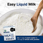 Healthier Comforts Organic Whole Milk Powder | Certified USDA Organic Powdered Milk | Kosher, Gluten Free, Non-GMO Dry Milk Powder Whole Milk | Dried Milk w/ Resealable Packaging, Shelf Stable Milk 21oz