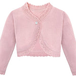 Lilax Baby Girls' Knit Long Sleeve Button Closure Bolero Cardigan Shrug (3-6 Months, Dusty Pink)