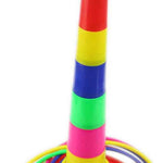 Ogrmar 18" Colorful Plastic Sport Ring Toss Game Set for Kids