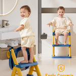 Potty Training Seat, Toddler Toilet Seat With Steps, 2 In 1 Toddler Potty Training Toilet With Splash Guard, Anti-Slip Step Stool Soft Mat, Adjust High Potty Seats For Toddlers Kids Boys Girls