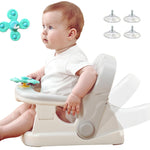 Cuddobaby Baby Bath Seat 3-in-1 【360° Protection Against Side Tipping, 3-Level Adjustable】 ASTM Approved Safety, Detachable Arm, Sitting Up or Lying, Strong Suction, Fit for Flat Surfaces - Gray