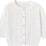 Simplee kids Baby Girl Thin Sweater Solid White Pink Cardigans for Toddler 0-3Years