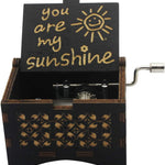 Dream Loom Wooden Music Box, Hand Cranked Laser Engraved Small Musical Boxes for Kids, Play You are My Sunshine Melody