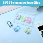 Wanmu 6Pcs Nose Plugs for Swimming Soft Silicone Swim Nose Clip with Storage Cases Non-Slip Waterproof Swimming Nose Plug Fit for Adults Kids Children Aged 7+, Pool Training Diving Water Sports