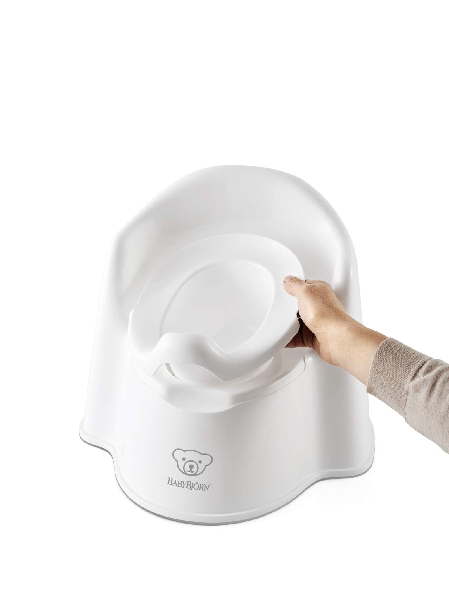 BabyBjörn Potty Chair, White/Gray | Potty Training Toilet, Easy-to-Clean, Removable Inner Potty, Non-Slip
