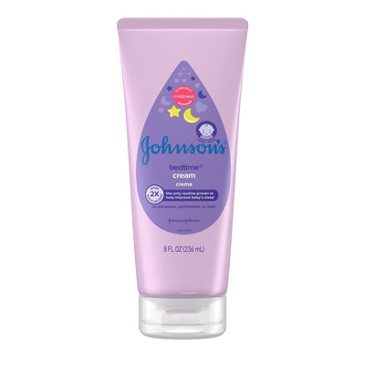 Johnson's bedtime cream tube on a white background