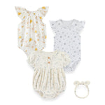 BABYSOLIS 3 Pack Baby Girl Bodysuits Set Cotton Infant One-Piece Romper New Born Summer Short Sleeve Outfit