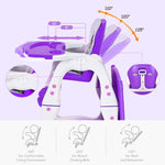Costzon Baby High Chair, 3 in 1 Infant Table and Chair Set, Convertible Booster Seat with 3-Position Adjustable Feeding Tray, Adjustable Seat Back, 5-Point Harness (Purple)