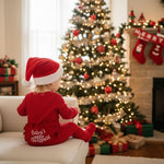 My First Christmas Baby Girl Outfit Long Sleeve Footed Romper Christmas Onesie Zipper Jumpsuit Newborn Clothes