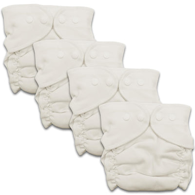 Set of white baby diapers on a white background