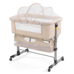 nordmiex 3in1 Bedside Crib for Girl or Boy, Bedside Sleeper for Baby Portable and Adjustable Crib with Mosquito net for Newborn Baby,Deep Khaki