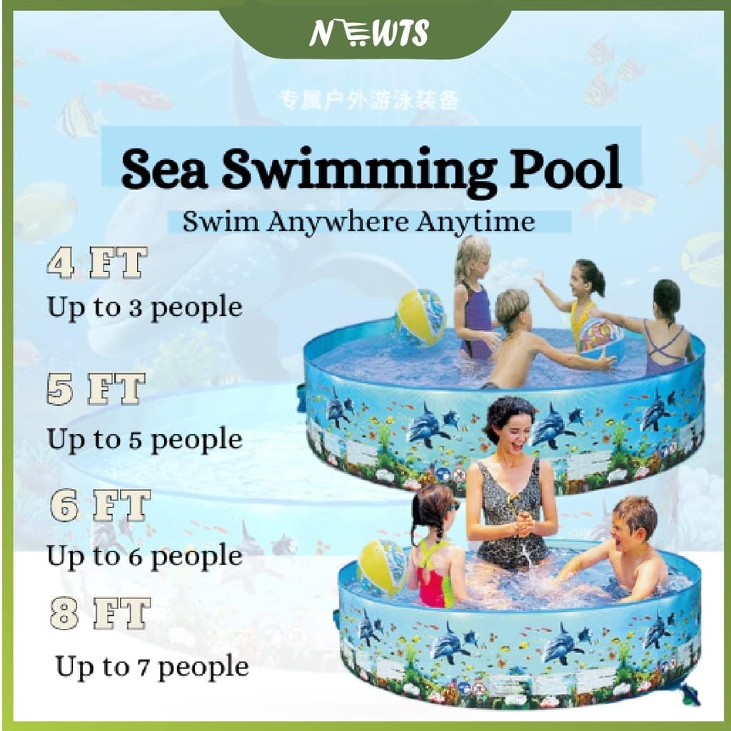Play Pool for Kids Plastic Outdoor Swimming Pool Non-inflatable Folding Round Water Pool Children Snapset Swimming Pool(8FT (244CM x 38CM),Dinosaur)