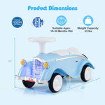 Costzon Toddler Ride On Toy, Classic Foot to Floor Sliding Car w/Steering Wheel, Horn, Headlights & Under Seat Storage, Kids Push Ride-Ons, Retro Baby Ride On Toys for Boys Girls 19-36 Months (Blue)