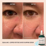 Biossance Squalane + Copper Peptide Rapid Plumping Serum - Face Serum for All Skin Types - Visibly Plumping + Firming Skin, Fine Lines + Wrinkles, Vegan Copper Peptides, Hyaluronic Acid - 1.69oz