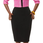 Barbie Careers Doll & Accessories, Future Leader with Dark Brown Hair Wearing Outfit with 2 Golden Bracelets & “B” Pin, Includes Sticker for Kids