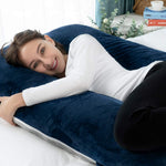 Meiz Pregnancy Pillow, Cooling Pregnancy Pillows for Sleeping, Full Body Pregnancy Pillow with Reversible Cooling Jersey Cover & Velvet Cover, Blue & Grey