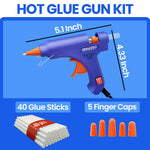 Amazzeo Mini Hot Glue Gun and Sticks Set 40pcs with 5 Fingers Safety Caps - Kids & Home Use Gun, Pistola De Silicona Caliente School Projects & Quick Repairs Small Glue Gun for Crafts
