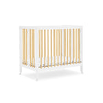 Delta Children Mia Portable Folding Mini Crib with 1.5-Inch Mattress - Greenguard Gold Certified, Bianca White/Natural