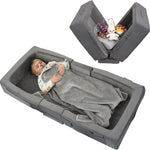 ENITYA Toddler Floor Bed with Washable Cover, Toddler Cots for Sleeping, Comfortable and Portable for Kids Travel, Foldable Kids Bed (Grey)