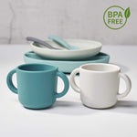 Silicone Training Cup for Infants, Toddler Learning Cup with Two Handles, Baby Open Cup 5oz, 6months+ (Gray)