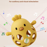 ChooKaChoo 2-in-1 Baby Teething Rattle Toy, Sensory Grasping Teether for Infants 3-12 Months, 100% Food-Grade Silicone, Easy to Hold, Soothing & Developmental, BPA Free