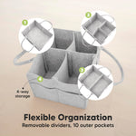 KeaBabies Baby Diaper Caddy Organizer with Handle - Portable Baby Car Organizers and Storage for Nursery, Changing Table, Large Shower Gift Basket for New Mom Gifts & Boy Girl Registry (Classic Gray)