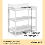 Storkcraft Alpine Changing Table (White) – GREENGUARD Gold Certified Nursery Changing Table, Includes Water-Resistant Changing Pad, 2 Shelves for Nursery Storage and Organizing