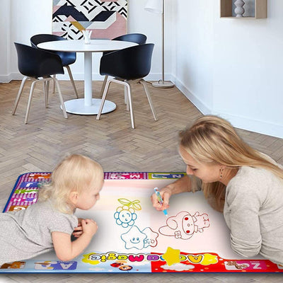 KIZZYEA Toys for 2 3 4 5 Years Old Boys Girls, Water Doodle Mat for Kids, Large Coloring Painting Writing Mat with Neon Colors, Educational Toys Christmas Birthday Gifts for Age 2-4, 3-5 Toddlers