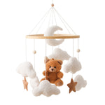 Baby Mobile for Crib Bear Cloud Crib Mobile Handmade Furry Nursery Mobile Gender Neutral Crib Toy Hanging for Nursery Decor Accessories