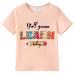 PATPAT Girls T Shirts Size 8-9 Years, Apricot Graphic Tees, Crew Neck Short Sleeve Shirts Trendy Clothes Cute Concert Outfits Cute Tops