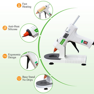 Hot Glue Gun Kit, MONVICT 40W Mini Glue Gun with Fine Tip & 30 Glue Sticks, Suction Cups Stand & Anti Stick Silicone Mat, On/Off Switch Design for DIY, Crafts, Home School Project…