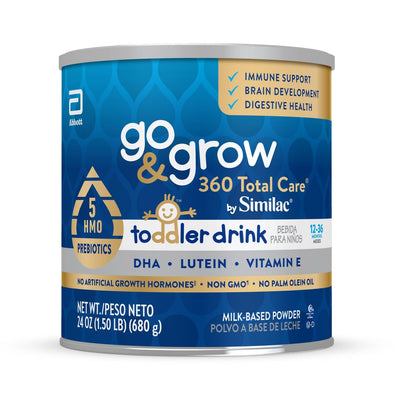 Similac go & grow toddler drink can on a white background