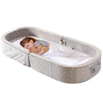 BYBYME Portable Toddler Floor Bed - Waterproof Folding Travel Crib with Washable Fitted Sheet, Ideal Toddler Cots for Sleeping and Sleepovers, Grey