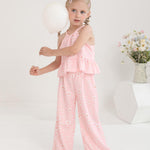 Toddler Clothes 2t 3t Girl Summer Clothes Kids Cute Pink Halter Crop Ruffle Tops High Waist Long Flower Pants Toddler Girl Summer Outfits Clothing Set