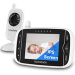 HelloBaby video baby monitor with a display showing a baby and the text 'IPS Screen'.