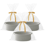 Gift Basket with Gift Bag and Ribbons,Small Rope Woven Shelf Storage,Baskets for Gifts Empty,Birthday,Shower,Decorative Organizer Box for Cat Dog Pet with Handles(White)