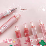 MOZXIRZ 6 Pcs Gel Ink Pens Cartoon Retractable Pens Cute Animal Pen 0.5mm Ballpoint Pen Office School Supplies for Girls (Pink)