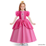 TYHTYM Princess Costumes Little Girls Super Cosplay Dress Up Fancy Halloween Birthday with Crown Gloves (Hot pink, 3-4 T)