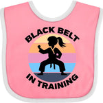 inktastic Girls Karate Black Belt in Training Baby Bib