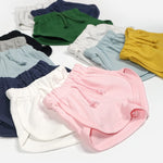 Teach Leanbh Baby Boys Girls 3 Pack Athletic Shorts Cotton Soild Color with Drawstring (3-6 Months, Navy/Pink/White)