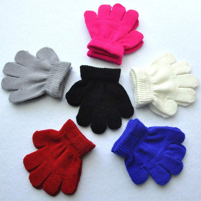 BaiX Toddler Boys and Girls Winter Knitted Writing Gloves, 1-3 Years Old, Black
