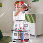 Hape Four Stage Toddler Rocket Ship Playset | A Wooden Spaceship Toy with Real Life Space Shuttle Designs